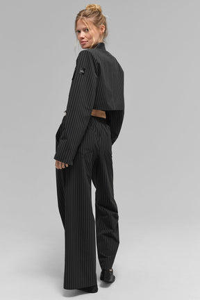 Cropped Pinstripe Main Character Full Zip Jacket