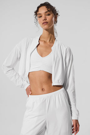 Cropped Breezy Full-Zip Cover Up