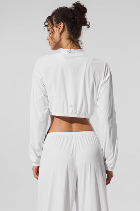 Cropped Breezy Full-Zip Cover Up