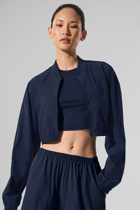 Cropped Breezy Full-Zip Cover Up