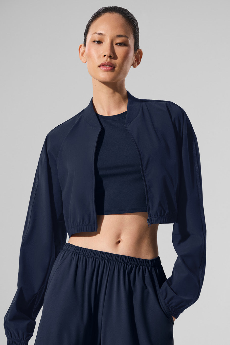 Cropped Breezy Full-Zip Cover Up