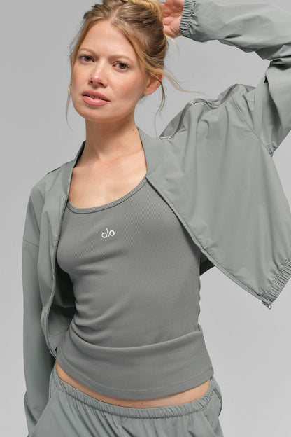 Cropped Breezy Full-Zip Cover Up