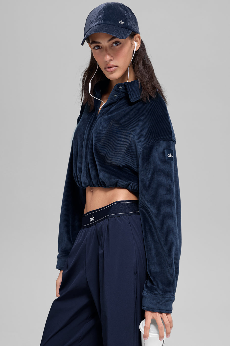 Ribbed Velour Cropped Mountain Side Jacket