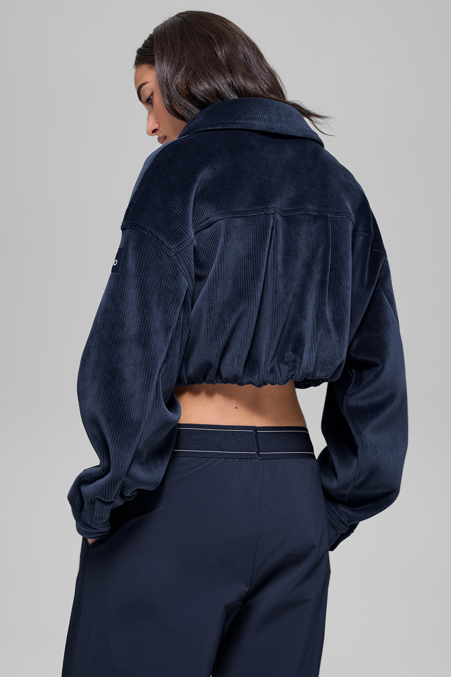 Ribbed Velour Cropped Mountain Side Jacket