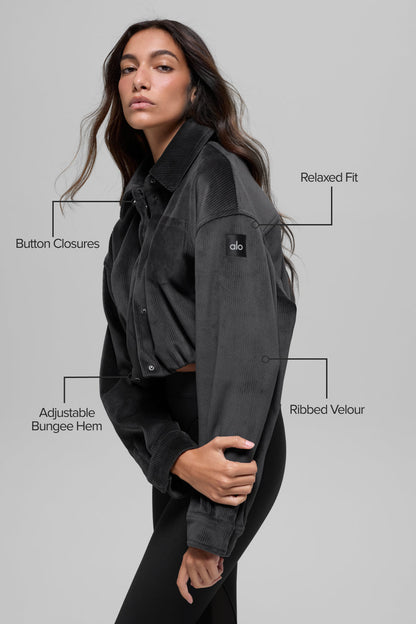 Ribbed Velour Cropped Mountain Side Jacket