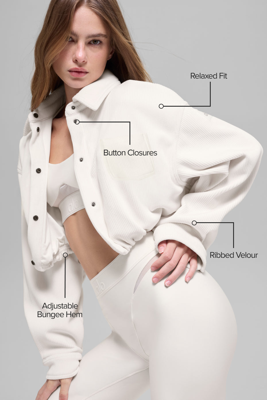 Ribbed Velour Cropped Mountain Side Jacket