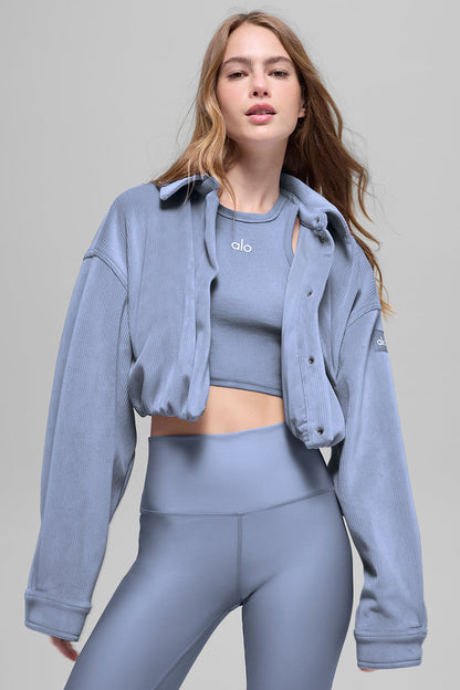 Ribbed Velour Cropped Mountain Side Jacket