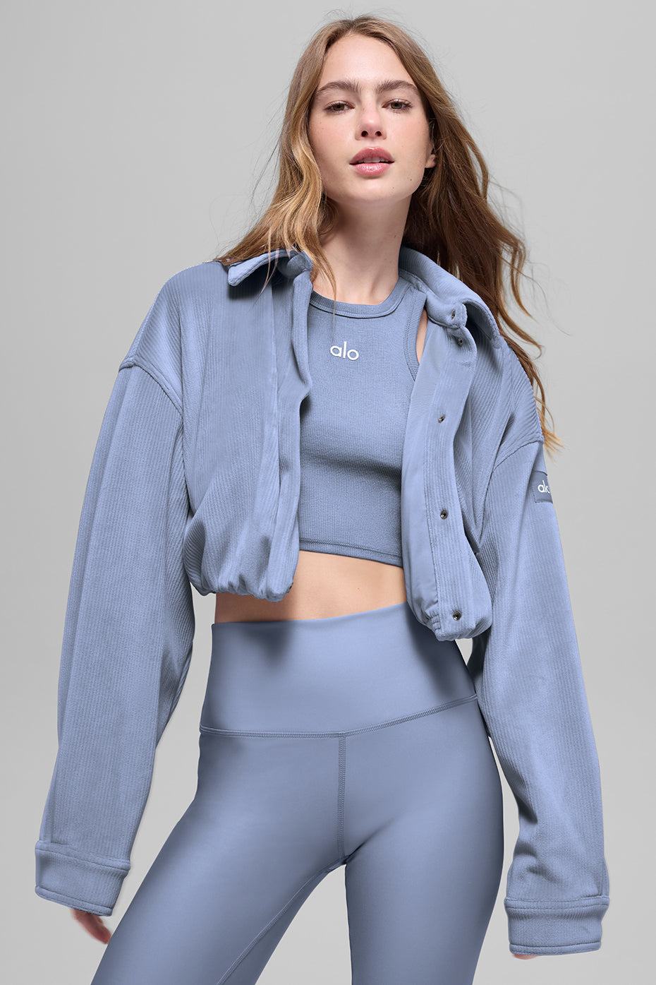 Ribbed Velour Cropped Mountain Side Jacket