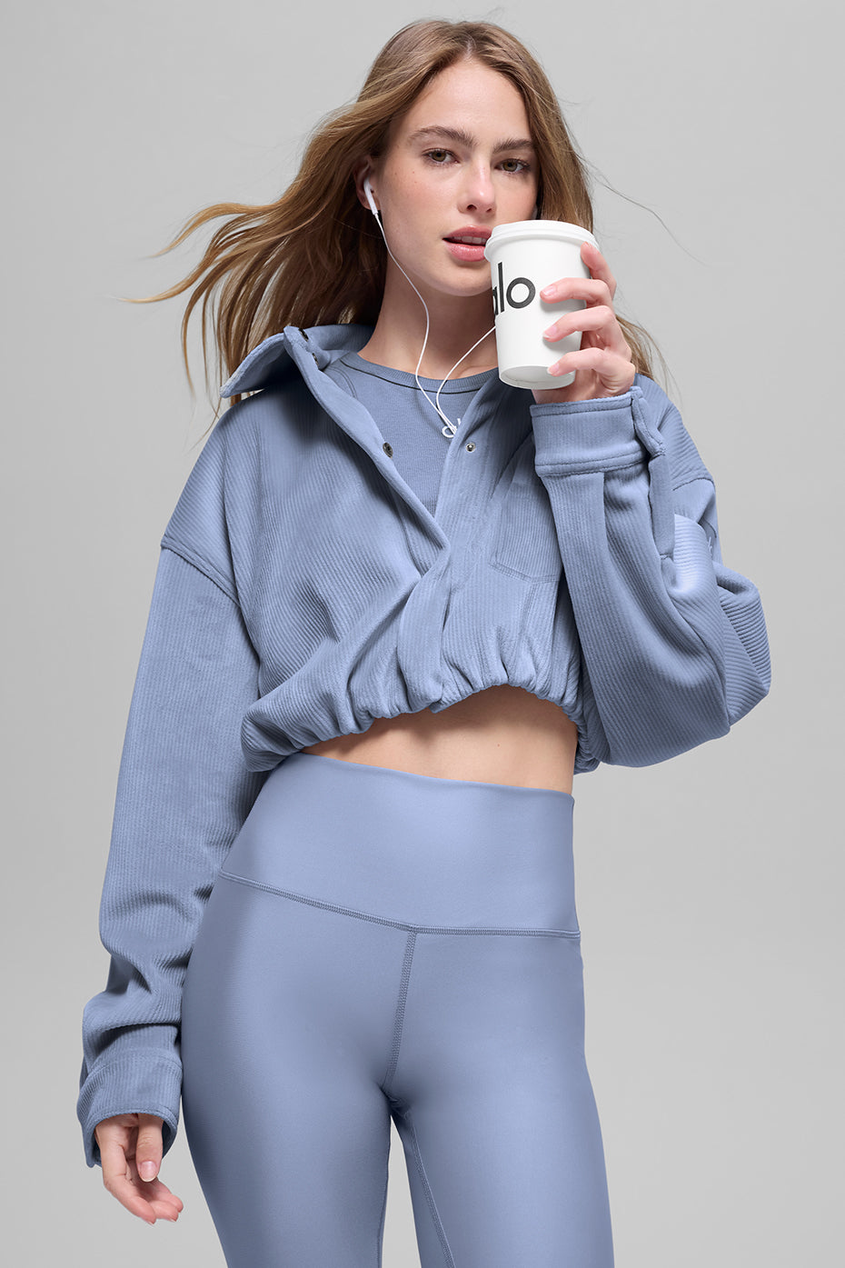 Ribbed Velour Cropped Mountain Side Jacket