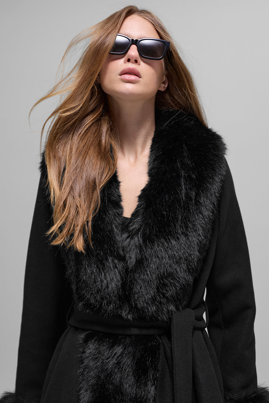 Faux Fur Trimmed Longline Coat