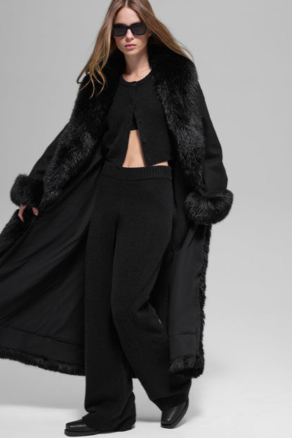 Faux Fur Trimmed Longline Coat