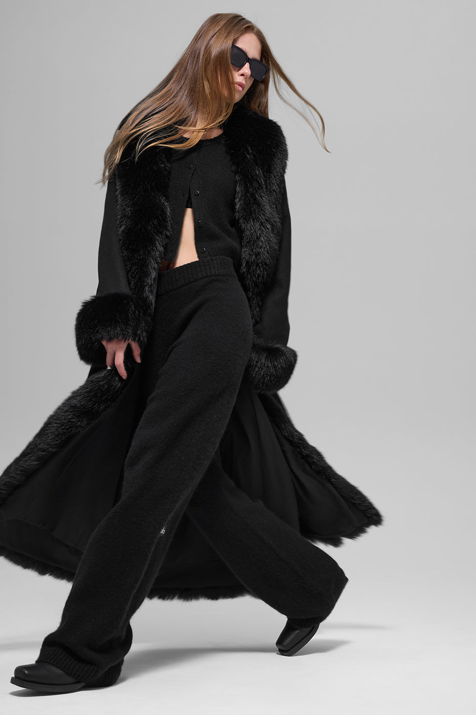 Faux Fur Trimmed Longline Coat