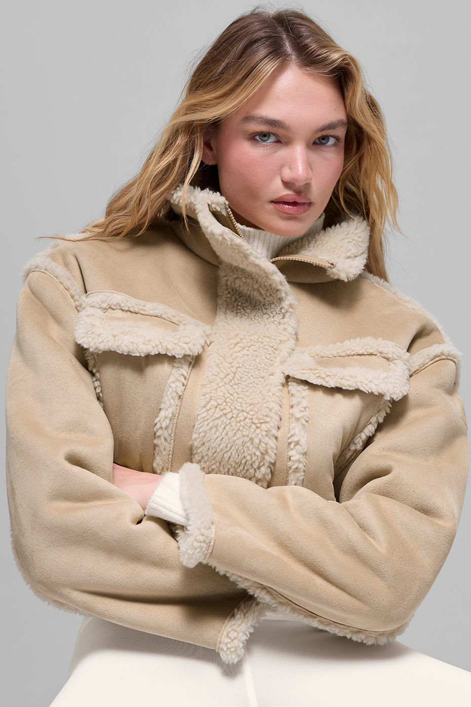 Faux Shearling Snowfall Cropped Jacket
