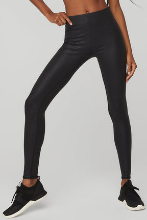 Faux Leather Airbrush High-Waist Legging