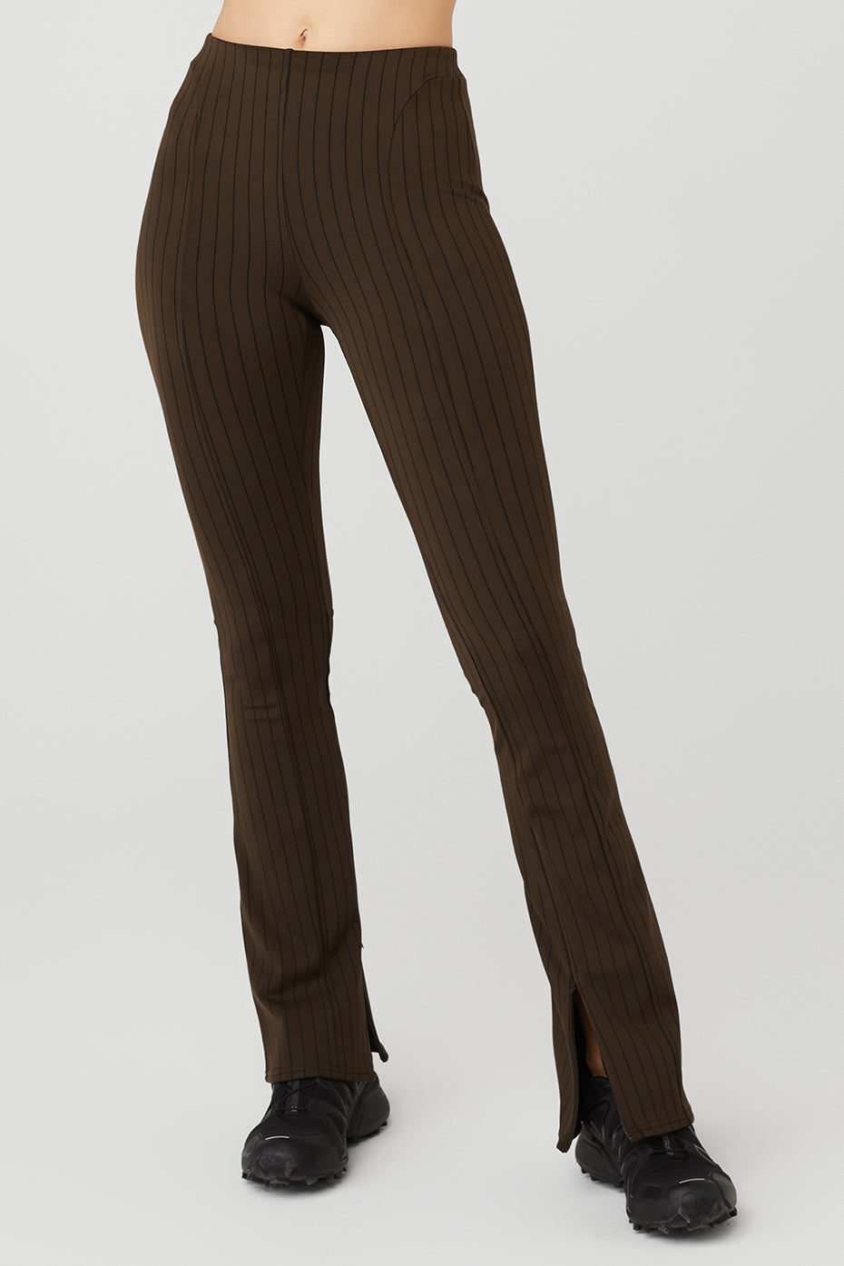 High-Waist Pinstripe Zip It Flare Legging