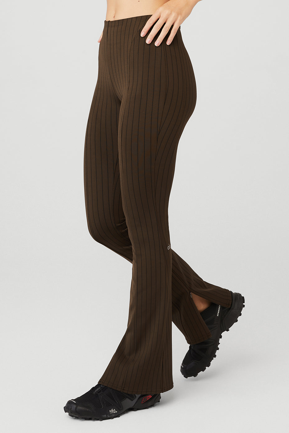 High-Waist Pinstripe Zip It Flare Legging