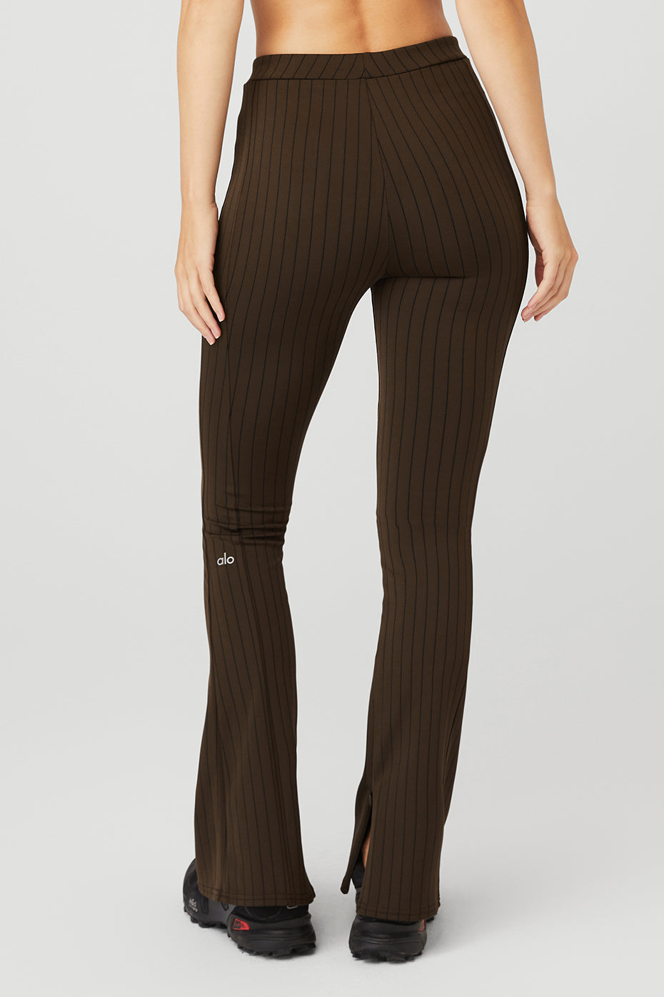 High-Waist Pinstripe Zip It Flare Legging
