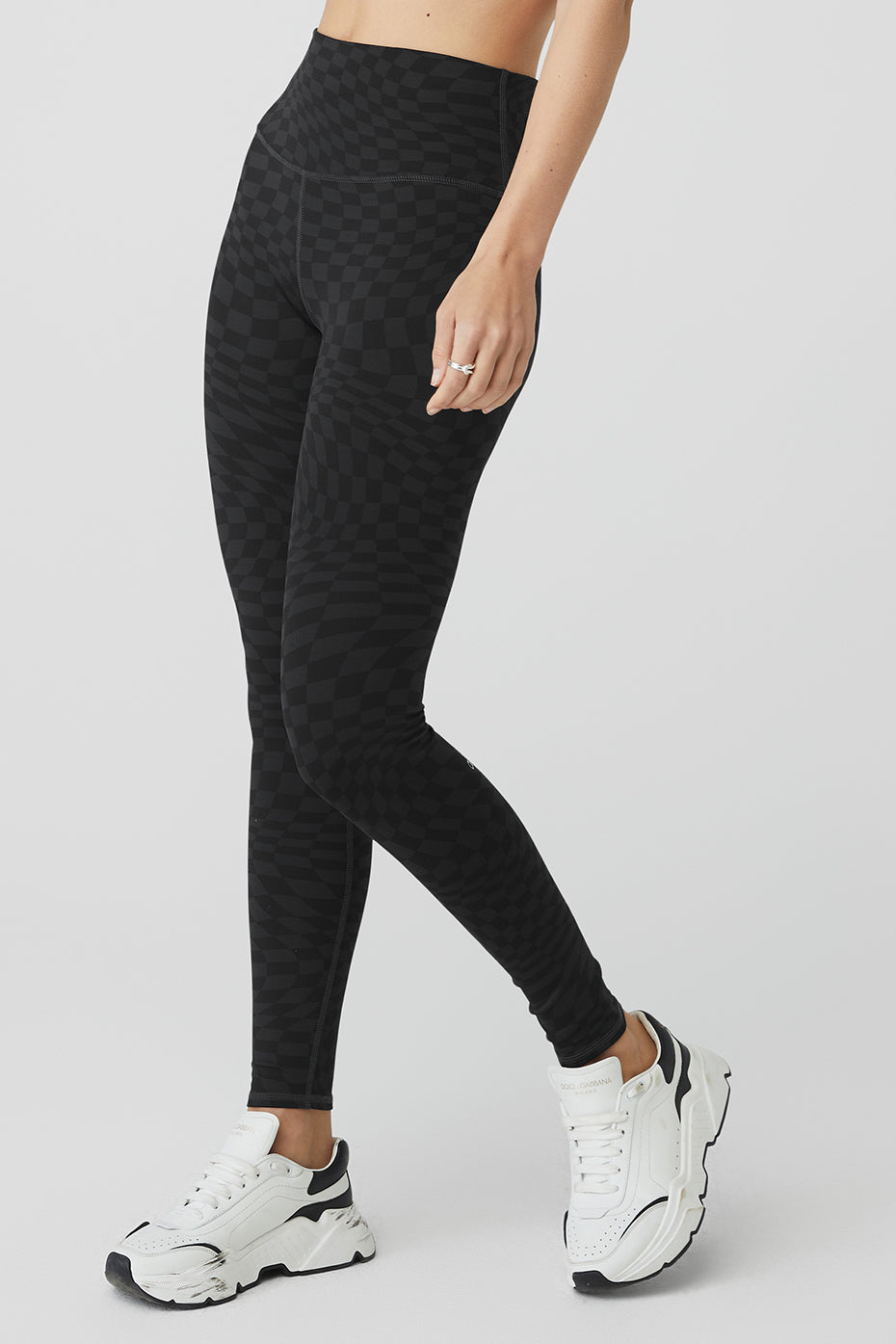 Jacquard High-Waist Checkered Legging