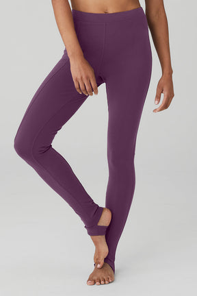 Airbrush High-Waist Enso Legging in purple, featuring a skinny waistband and elevated seam detailing for Pilates and performance.