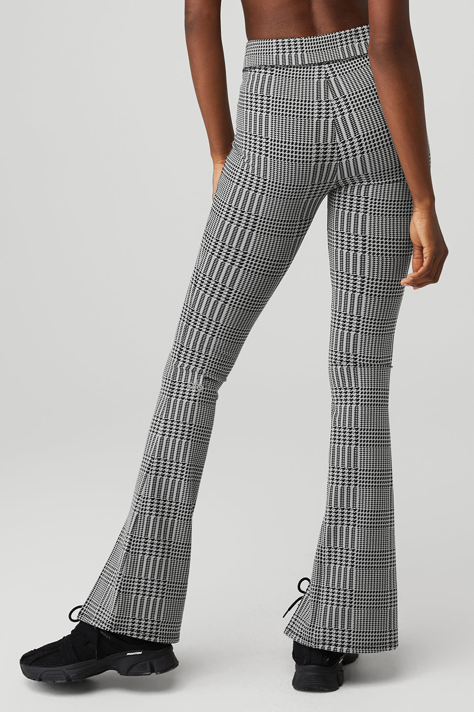 Jacquard High-Waist Glenplaid Flutter Legging