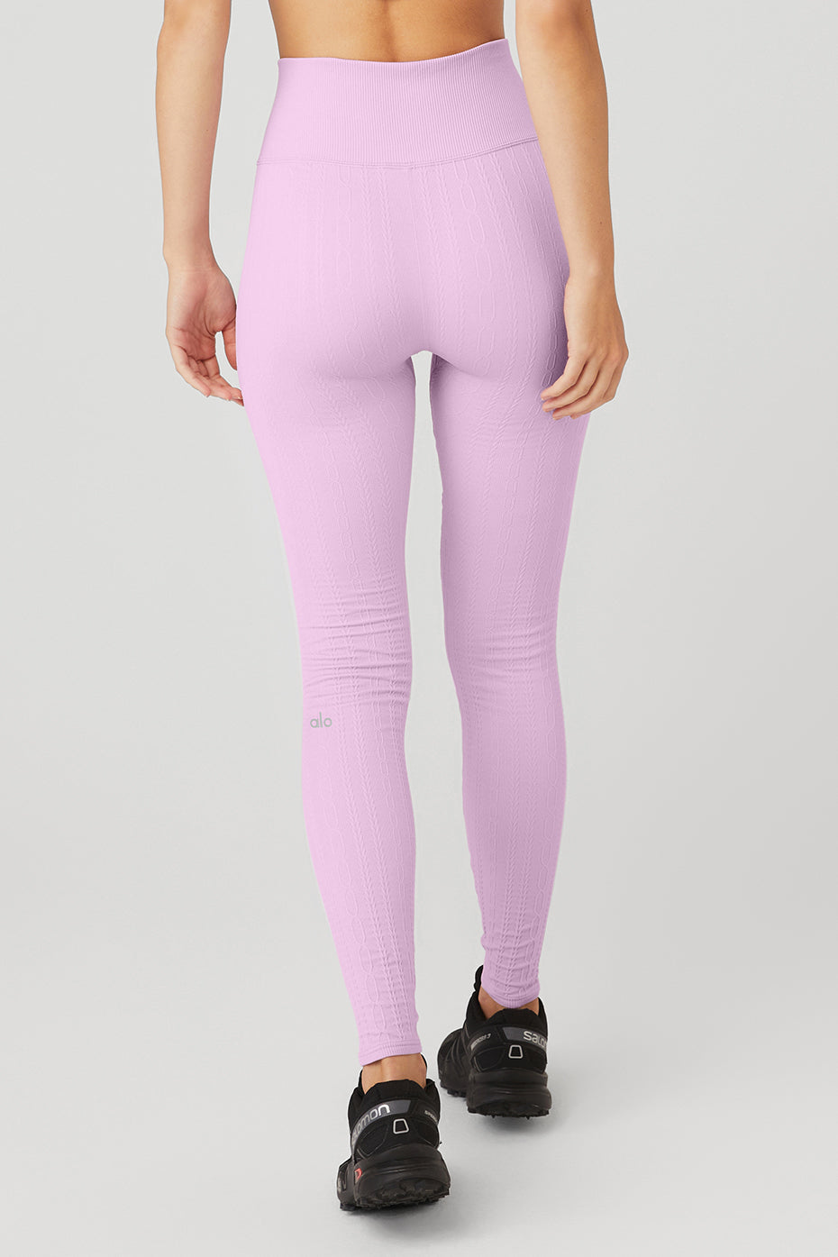 Semi-Sheer Seamless Cable Knit High-Waist Legging