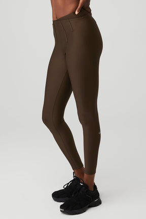 Airlift High-Waist 7/8 Corset Legging in brown, featuring contouring structure and elastic waist details.