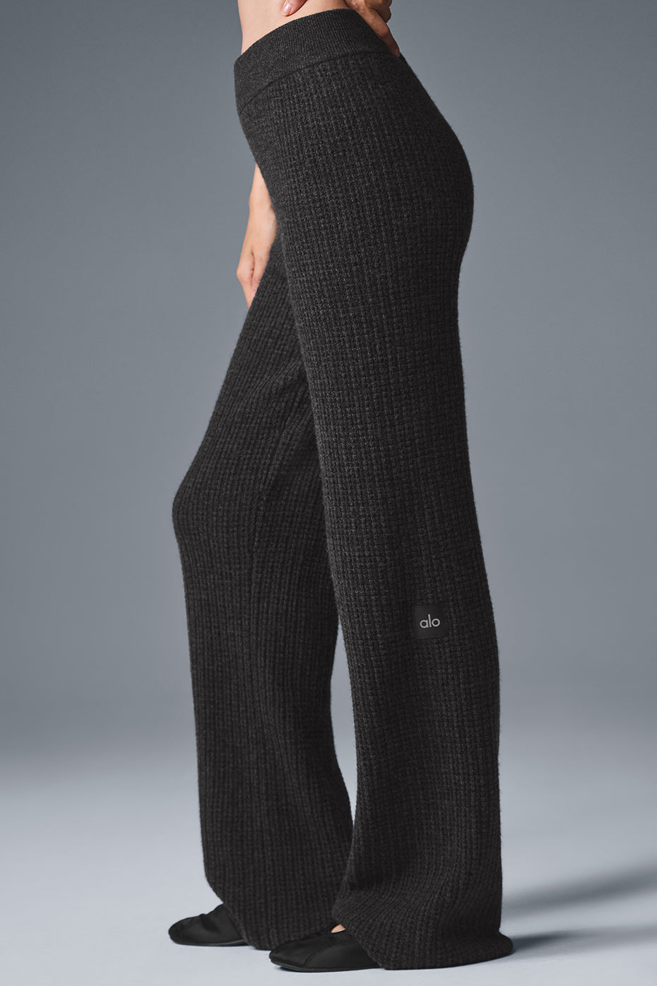 Cashmere High-Waist Plush Waffle Pant