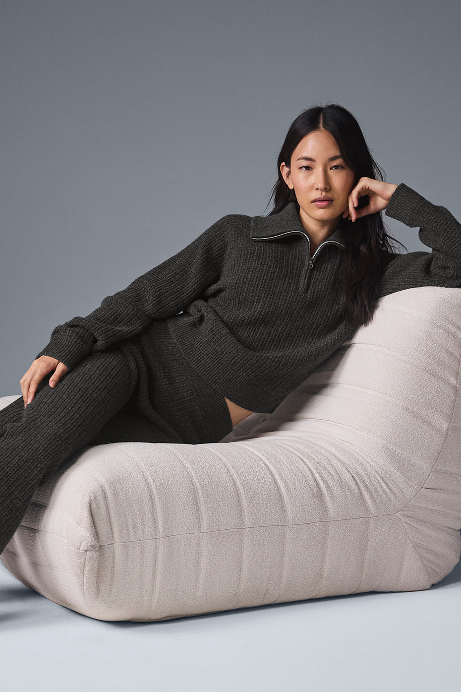 Cashmere High-Waist Plush Waffle Pant