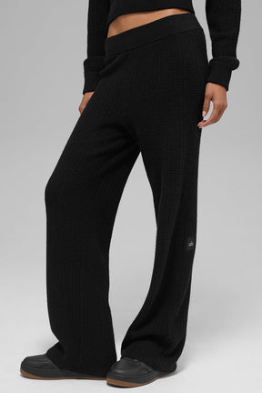 Cashmere High-Waist Plush Waffle Pant