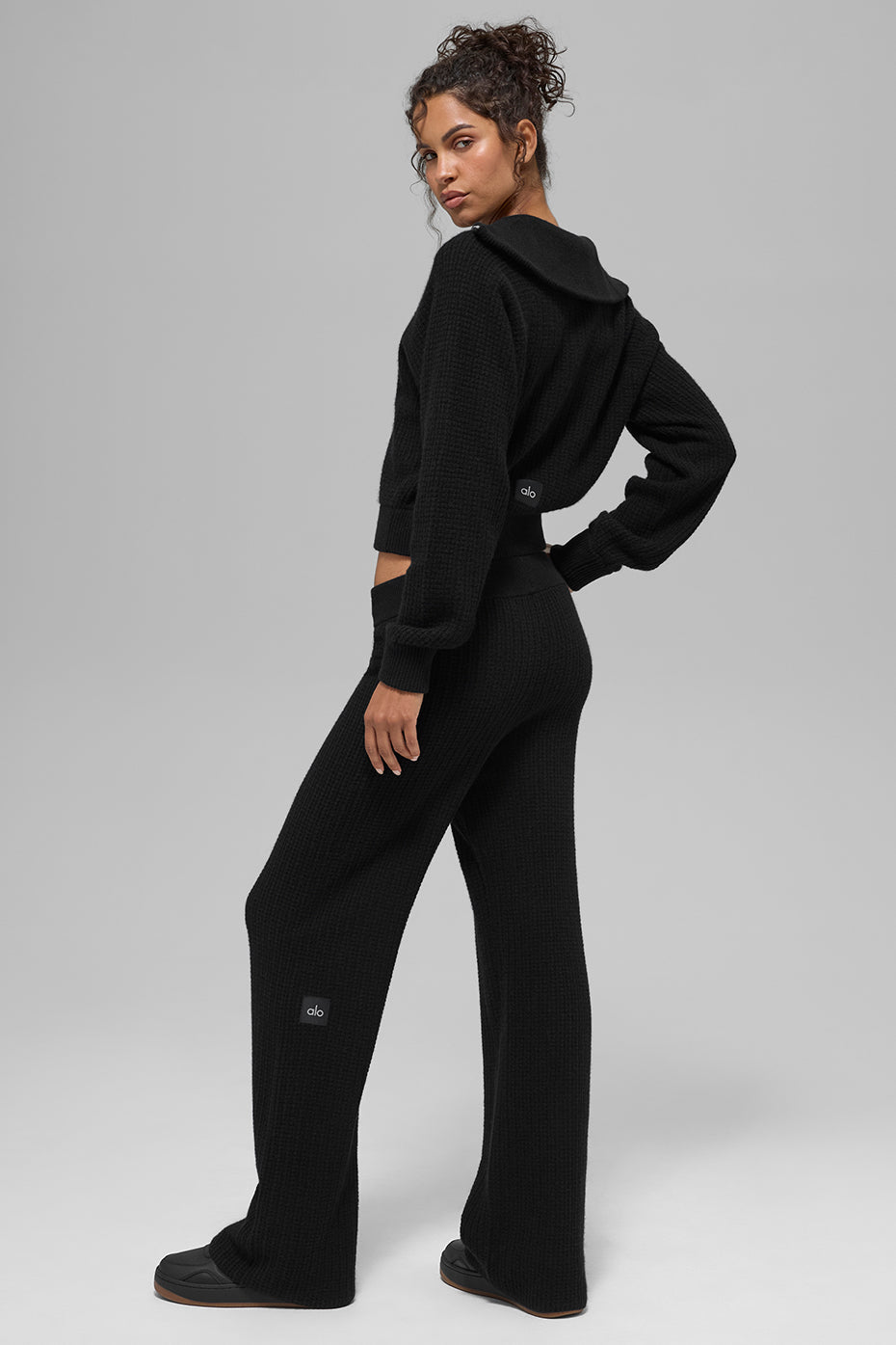 Cashmere High-Waist Plush Waffle Pant