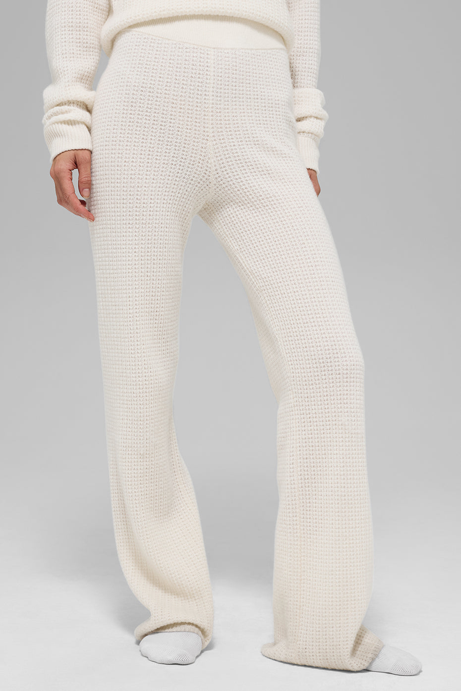 Cashmere High-Waist Plush Waffle Pant
