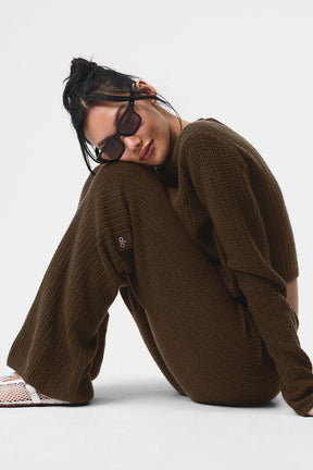 Cashmere High-Waist Plush Waffle Pant