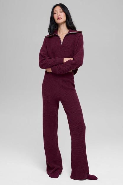 Cashmere High-Waist Plush Waffle Pant