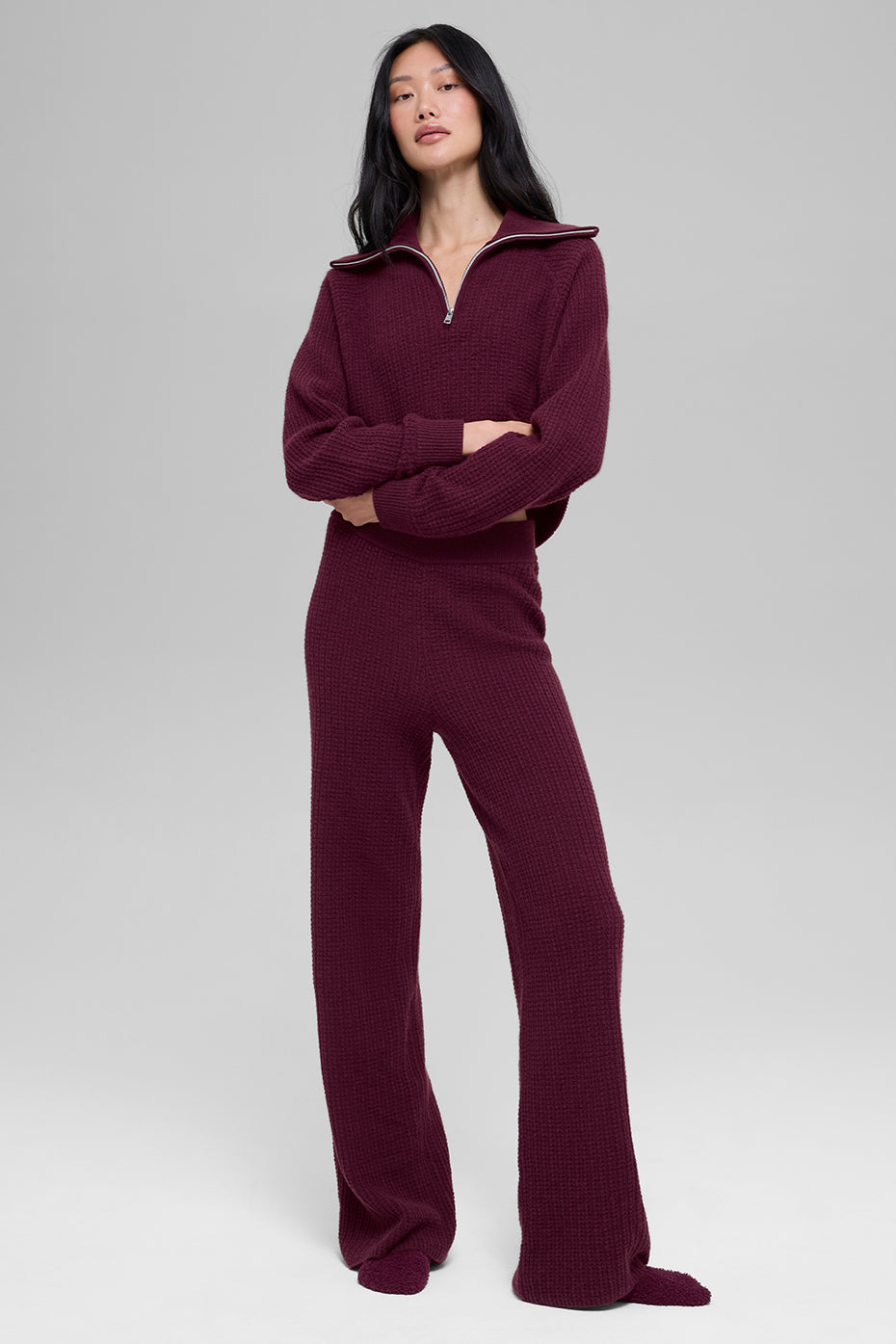 Cashmere High-Waist Plush Waffle Pant