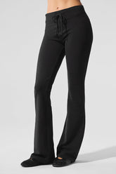 Sway Bootcut Sweatpant in black with external drawcord and flattering bootcut silhouette for lounging.