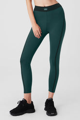 Airlift High-Waist 7/8 Line Up Legging in green, perfect for studio, street, and lounge wear with stylish detailing.