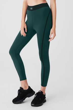 Airlift High-Waist 7/8 Line Up Legging in dark green, perfect for studio, street, and lounge activities.