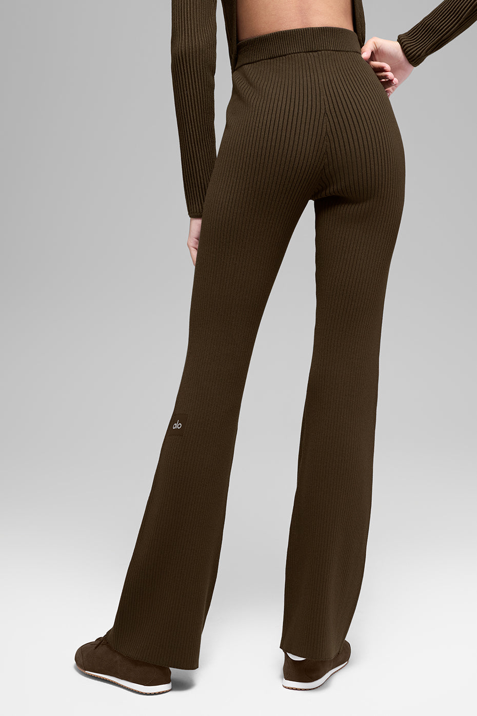 Denim Knit High-Waist Flare Pant