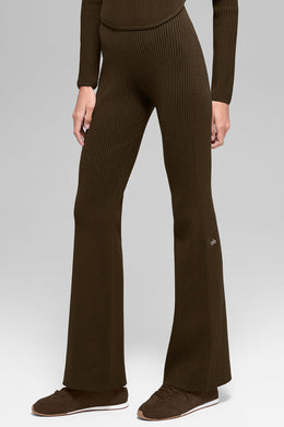 Denim Knit High-Waist Flare Pant