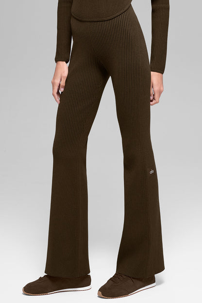Denim Knit High-Waist Flare Pant