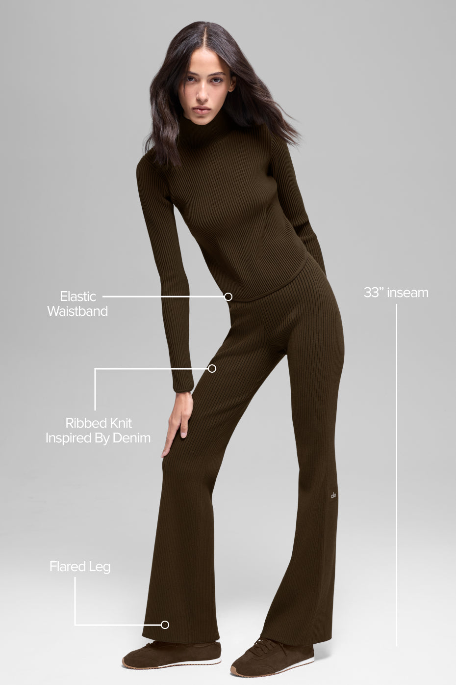 Denim Knit High-Waist Flare Pant