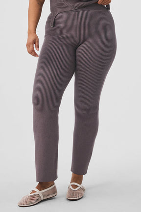 Denim Knit High-Waist Flare Pant