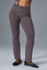 Denim Knit High-Waist Flare Pant