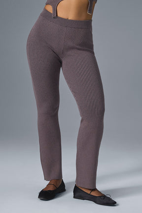 Denim Knit High-Waist Flare Pant