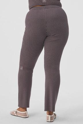 Denim Knit High-Waist Flare Pant