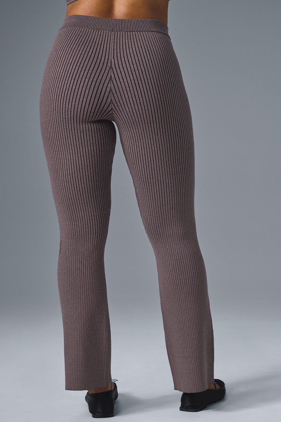 Denim Knit High-Waist Flare Pant