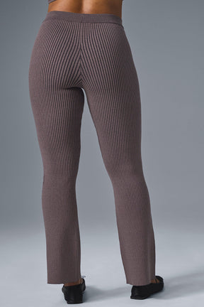 Denim Knit High-Waist Flare Pant