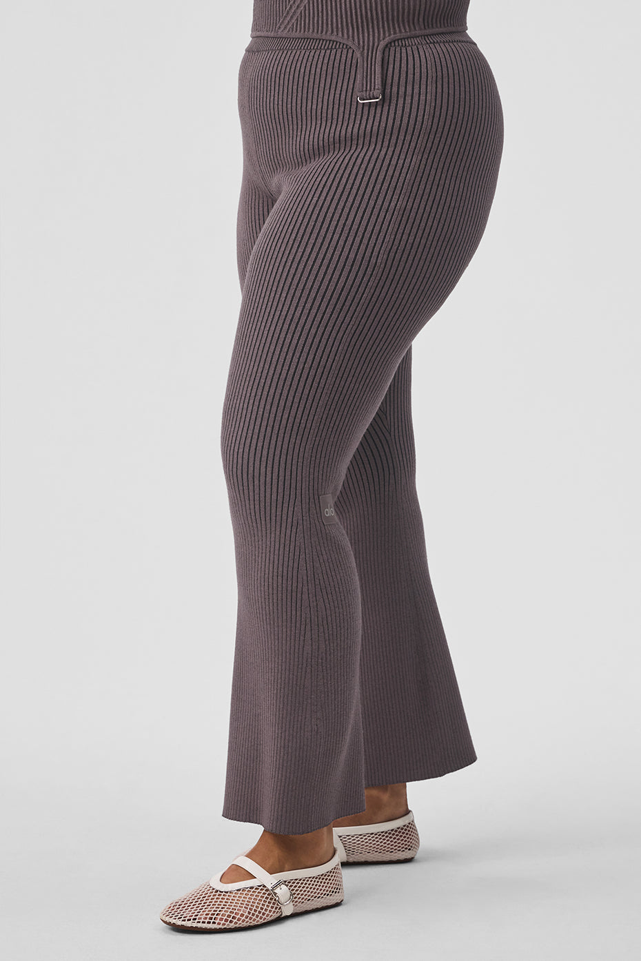 Denim Knit High-Waist Flare Pant