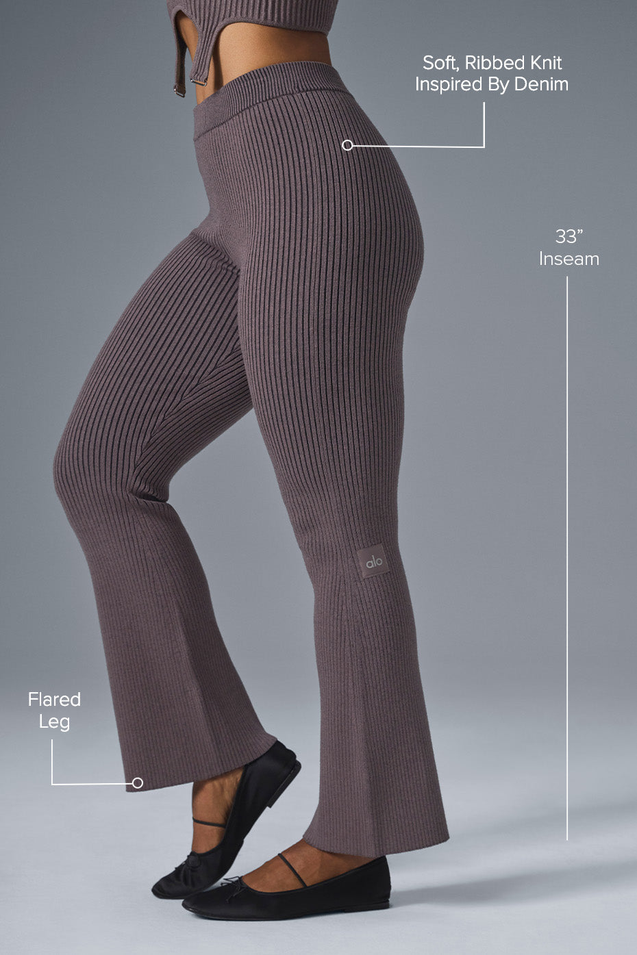 Denim Knit High-Waist Flare Pant