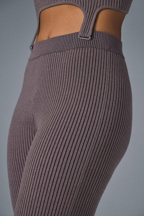 Denim Knit High-Waist Flare Pant